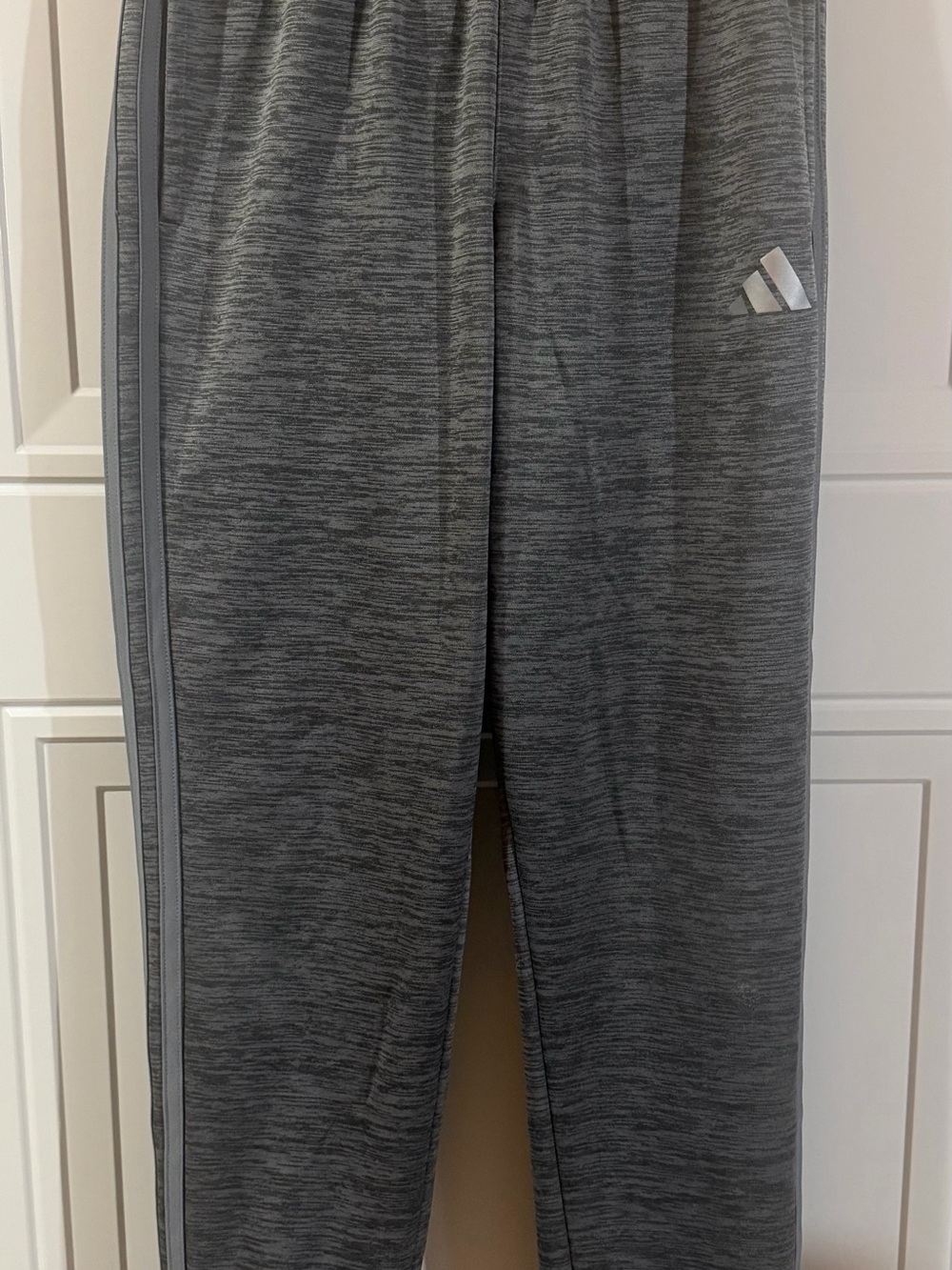 adidas Gray Heather Kids' Jogger Sweatpants with Side Stripes
